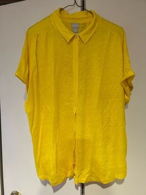 Chico's Yellow Linen Button-Up Shirt